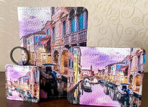 Обложка для паспорта ручной работы с фото принтом «Венеция» - кожаный женский кошелек-портмоне ручной работы с рисунком |  Sumnizza фото 6