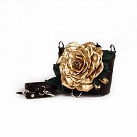 Кожаная сумка клатч с цветочной аппликацией "Золотая роза" фото
