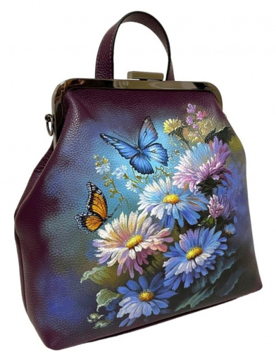 Женский рюкзак сумка на фермуаре "Полевые цветы" фото фото 5