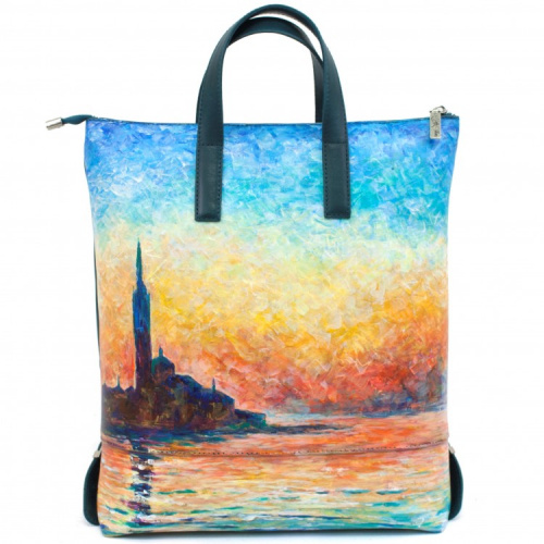 Сумка-рюкзак ручной работы с принтом "Небо Венеции" фото