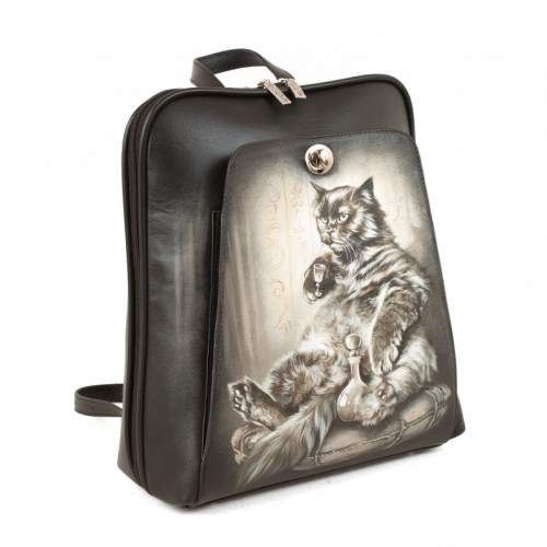 Кожаный рюкзак с рисунком "Кот Бегемот" фото фото 6