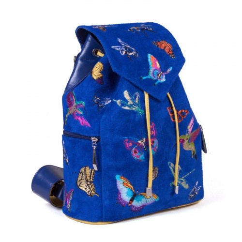 Замшевый женский рюкзак с вышивкой "Колибри и бабочки" фото фото 5