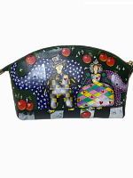 Женская кожаная косметичка с росписью "Шахматы" фото