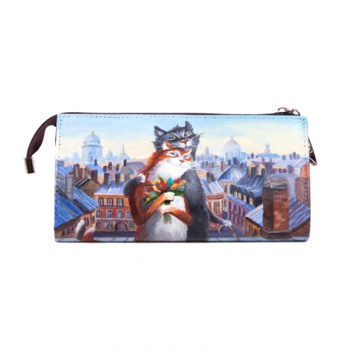 Женский кошелек на молнии "Питерские коты" с рисунком, росписью, принтом - фото фото 2
