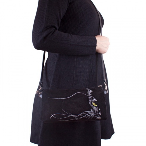 Женский клатч из замши с вышивкой "Кошачьи вибриссы" фото фото 5