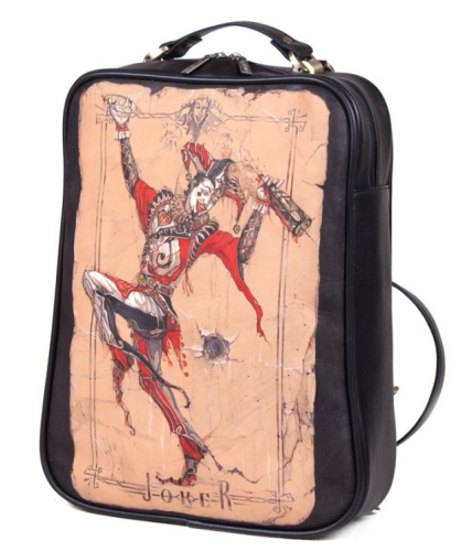 Стильная сумка рюкзак с росписью "Joker" ручной работы с рисунком и вышивкой на заказ
