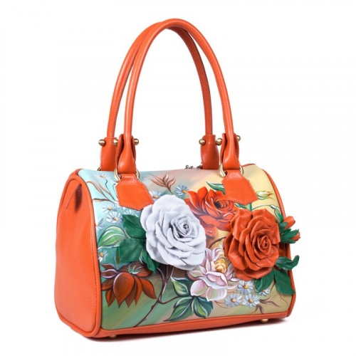 Женская сумка с аппликацией и росписью "Осенние розы" фото фото 3