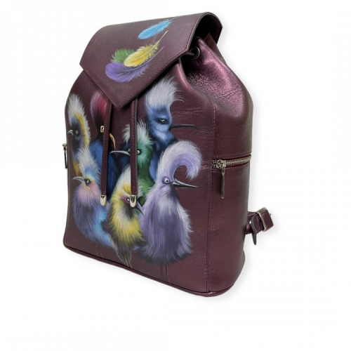 Стильный рюкзак с росписью "Птички с перьями" фото фото 4