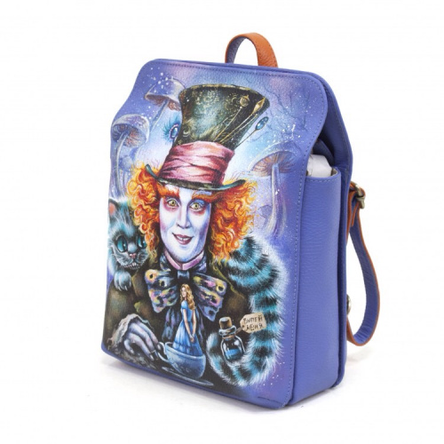 Женская сумка-рюкзак с росписью акрилом "Шляпник" фото фото 3