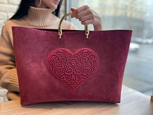 Большая сумка шоппер с вышивкой "Сердце" фото шоппера