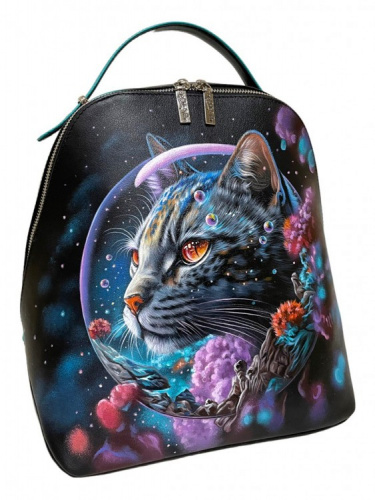 Кожаный рюкзак с рисунком кота "Кот в скафандре" фото фото 2