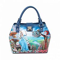 Женская сумка-саквояж с рисунком по коже "Алиса и королева" фото