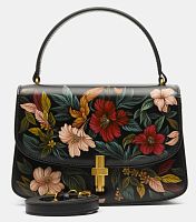 Сумка на плечо из натуральной кожи с рисунком ручной работы "Цветы" | Купить в интернет магазине в Москве и СПб