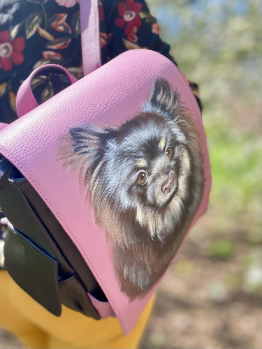 Женский кожаный рюкзак с портретом собаки "Мой любимый шпиц" - фото фото 8
