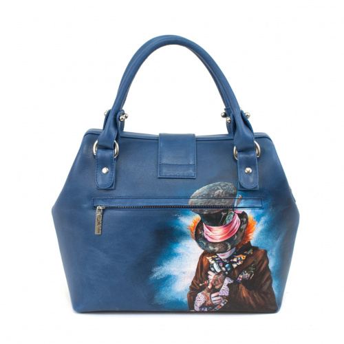 Женская сумка-саквояж с рисунком по коже "Алиса и королева" фото фото 2