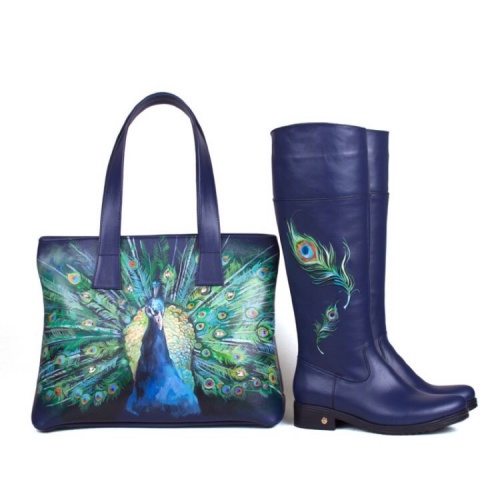 Женская сумка шоппер "Павлин с кристаллами Swarovski" фото шоппера фото 6