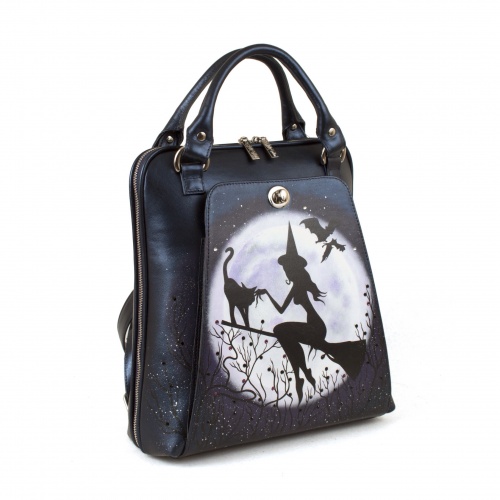 Кожаный женский рюкзак со стразами и рисунком "Полнолуние" фото фото 3