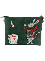 Сумка через плечо из натуральной кожи и замши с вышивкой «Кролик» — кросс боди с росписью и вышивкой