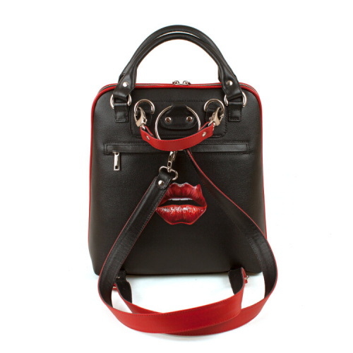 Кожаная сумка-рюкзак с росписью "Дама тайна" фото фото 3