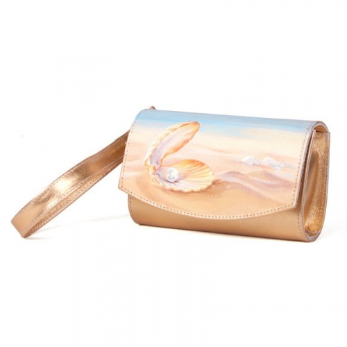 Женская сумка-кошелек на плечо "Жемчужина" ручной работы с росписью, рисунком, принтом - смотреть фото фото 6