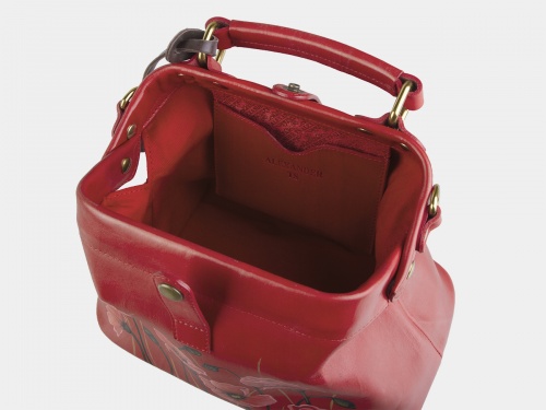 Красная женская сумка "Маки" с рисунком, росписью, принтом - фото фото 3
