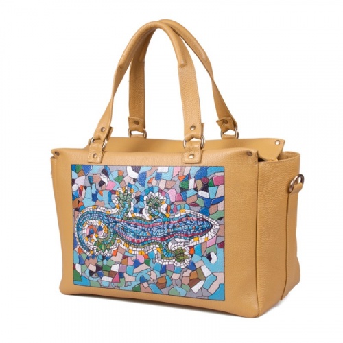 Модная деловая сумка для женщин "Саламандра" с росписью, принтом - фото фото 2