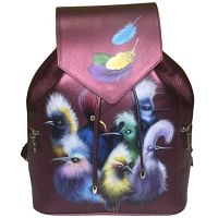 Стильный рюкзак с росписью "Птички с перьями" фото