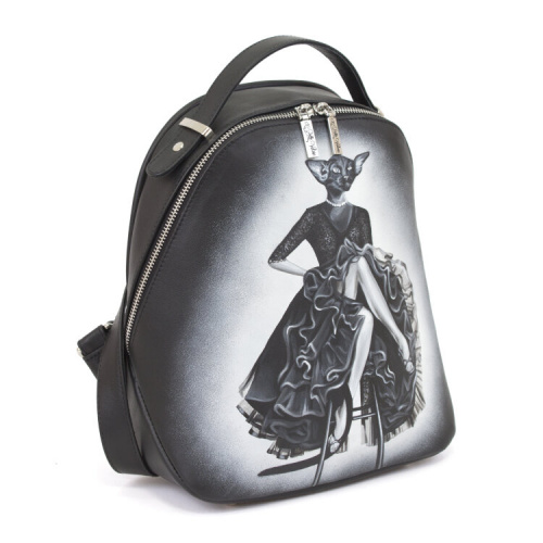 Женский рюкзак с рисунком кошечки по коже "Дама Кошка" фото фото 2