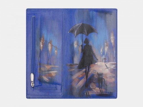 Кожаное женское портмоне с росписью "Прогулка" фото фото 2
