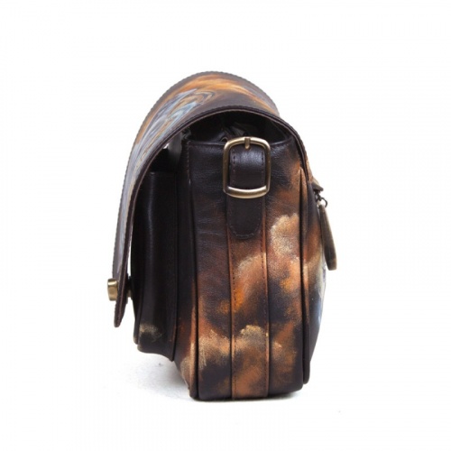 Женская сумка на ремне с росписью акрилом "Чешир" фото фото 5