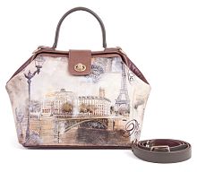 Женская сумка-саквояж с ручной росписью "Париж" фото
