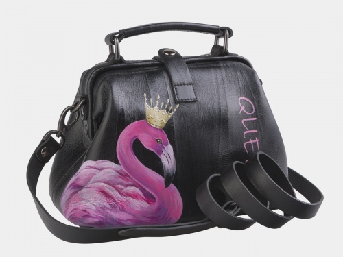 Женская кожаная сумка ручной работы "Фламинго" фото фото 3