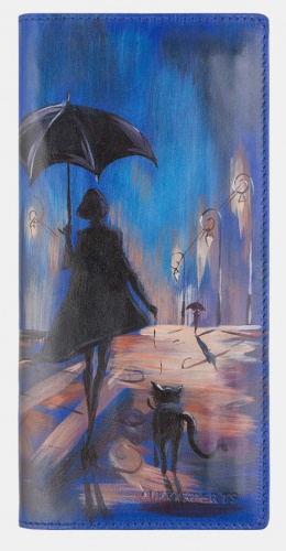 Кожаное женское портмоне с росписью "Прогулка" фото