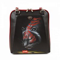 Кожаная сумка рюкзак-трансформер "Амурский тигр" с рисунком, росписью, принтом - фото