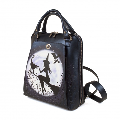 Кожаный женский рюкзак со стразами и рисунком "Полнолуние" фото фото 4