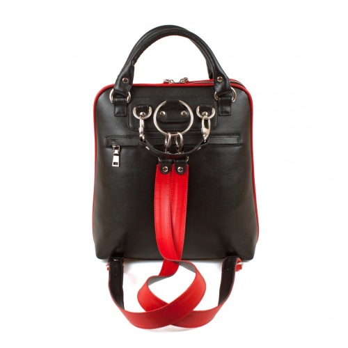 Кожаная сумка рюкзак с росписью "Алиса и Чешир" фото фото 2