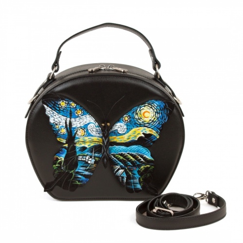 Полукруглая женская сумка с росписью "Ван Гог Звездная ночь" фото