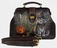 Кожаная сумка-саквояж "Котик Хэллоуин" фото
