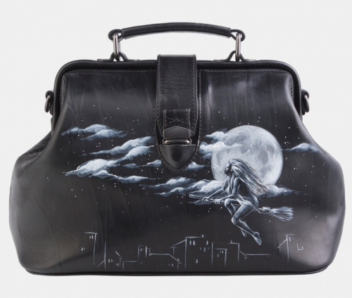 Женская сумка-саквояж с ручной росписью "Ведьма" фото