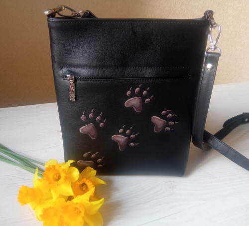 Женская сумка на ремне с росписью "Черная пантера" фото фото 5