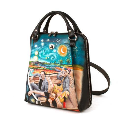 Городская сумка-рюкзак с росписью "Фрида, Дали и Ван Гог" фото фото 3