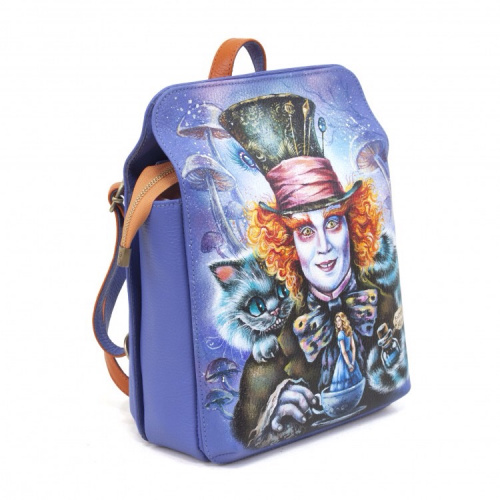 Женская сумка-рюкзак с росписью акрилом "Шляпник" фото фото 2