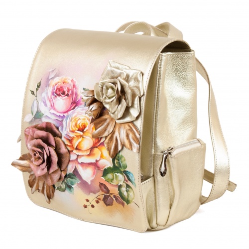 Женский рюкзак с росписью цветов "Ароматные розы" фото фото 3