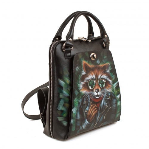 Авторская сумка-рюкзак с рисунком "Лис в очках" фото фото 2
