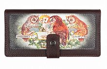 Женское кожаное портмоне с принтом "Совушки" фото
