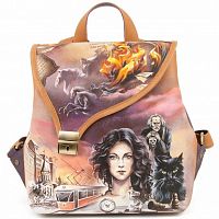 Авторский рюкзак с ручной росписью "Мастер и Маргарита" с росписью, принтом - фото