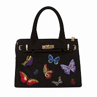 Женская сумка модель Hermes с вышивкой  "Бабочки" с росписью, принтом