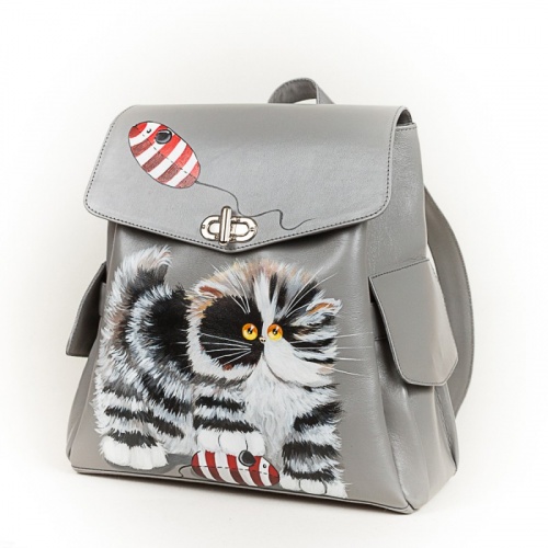 Рюкзак "Котёнок с мышкой" с рисунком, росписью, принтом - фото фото 4