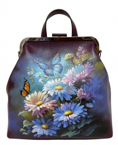 Женский рюкзак сумка на фермуаре "Полевые цветы" фото
