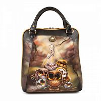 Небольшая сумка-рюкзак "Совята" с рисунком, росписью, принтом - фото